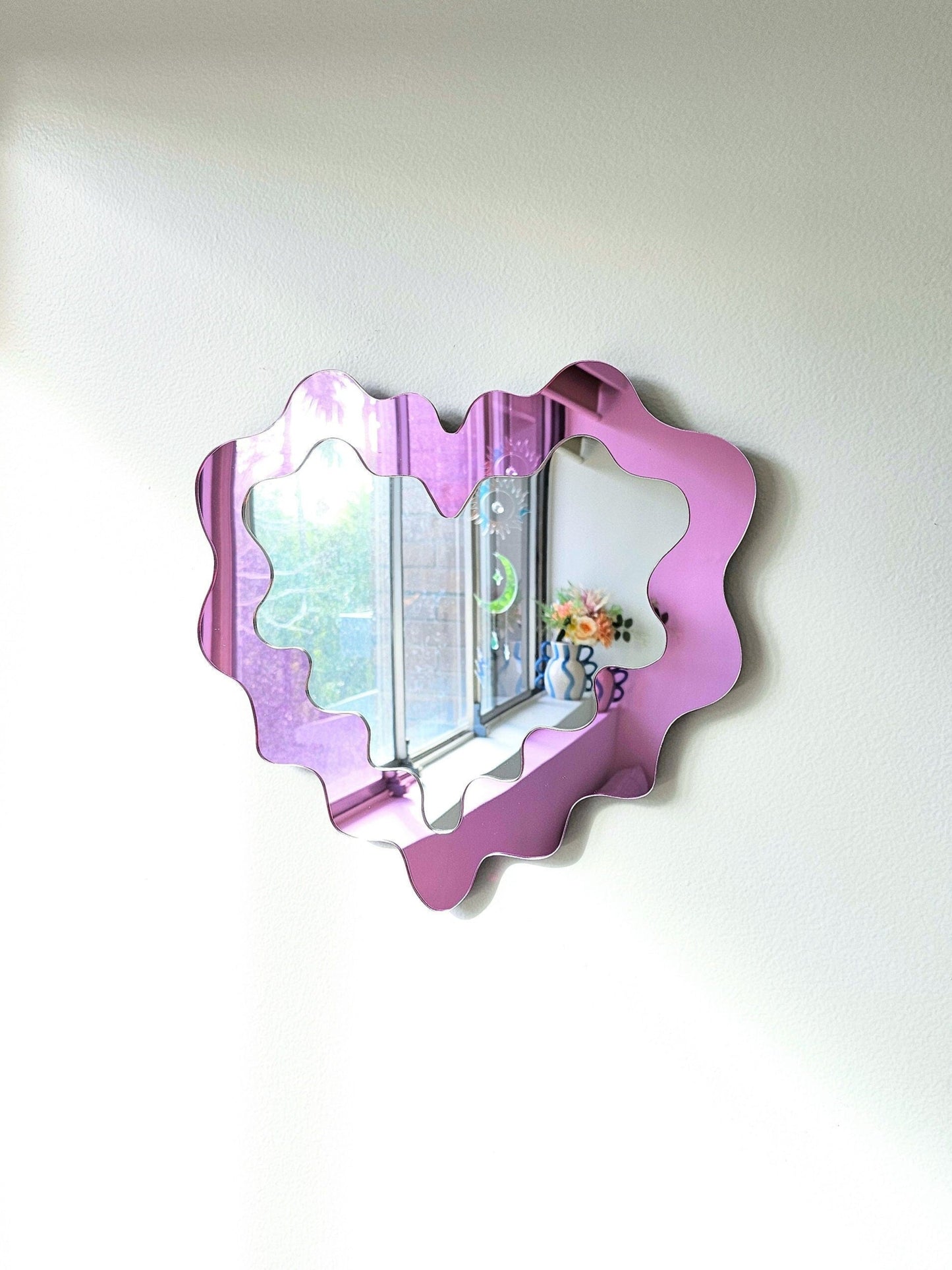 The Pink Wavy Heart Mirror