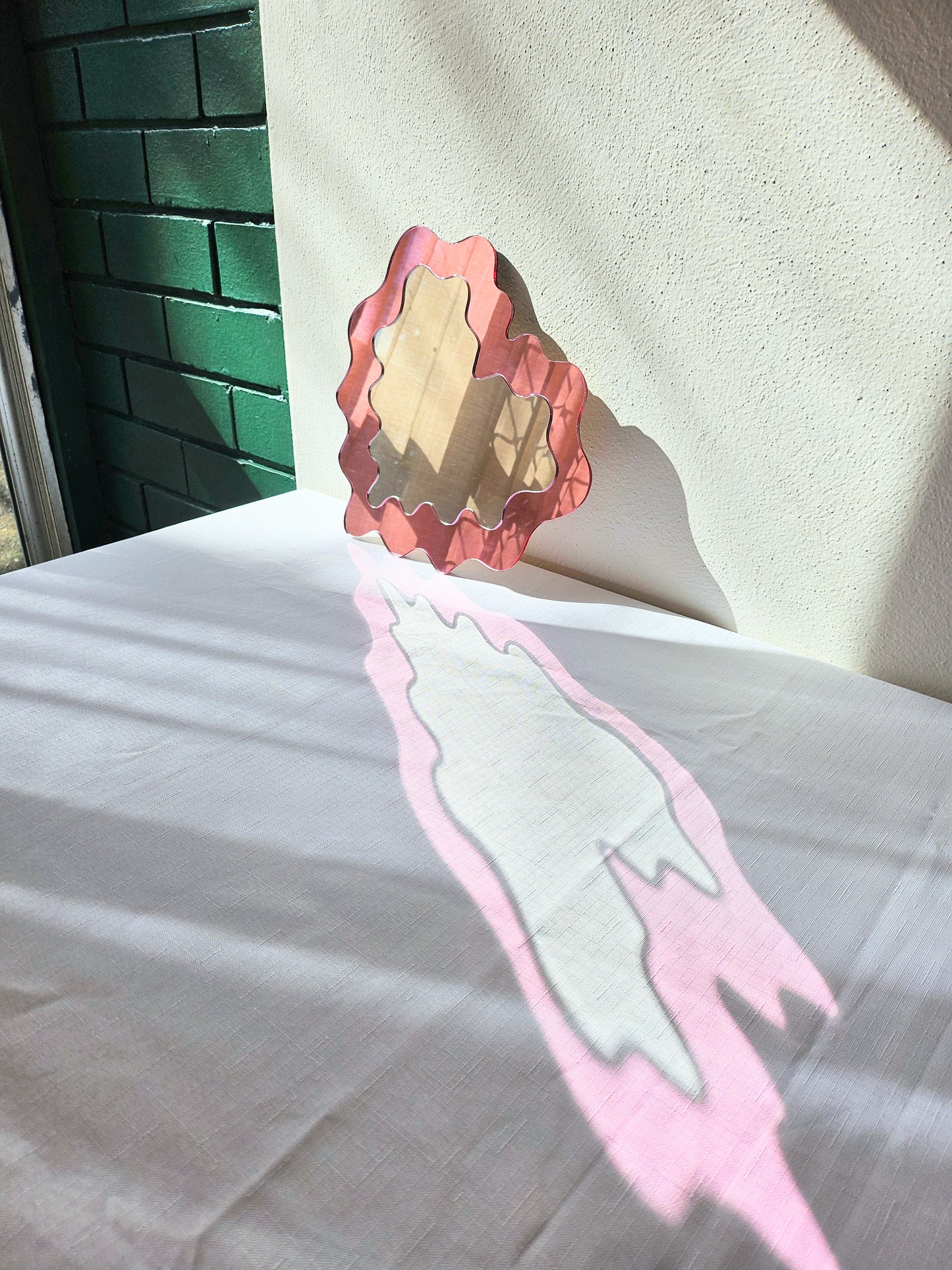 The Pink Wavy Heart Mirror