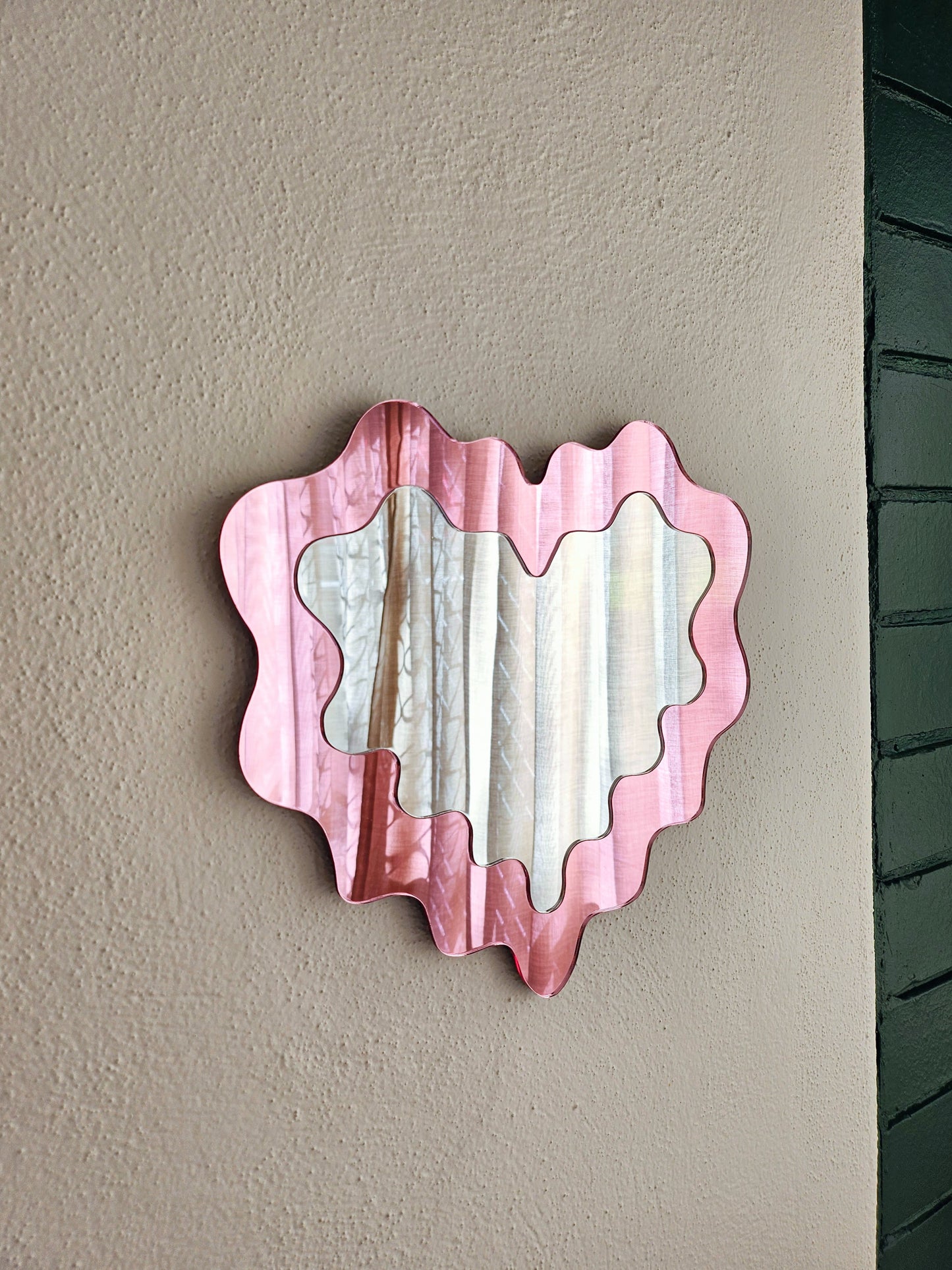 The Pink Wavy Heart Mirror