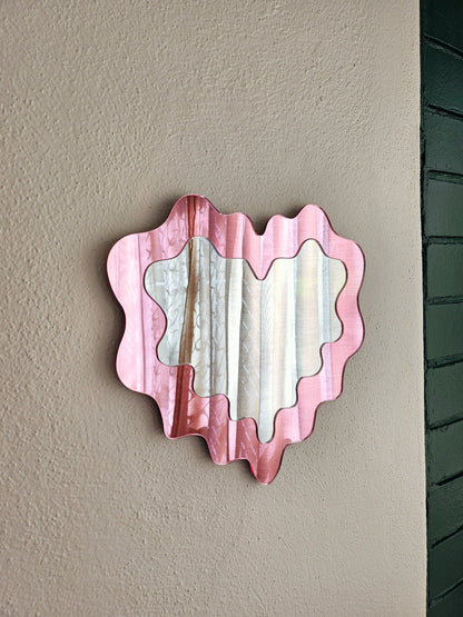 The Pink Wavy Heart Mirror