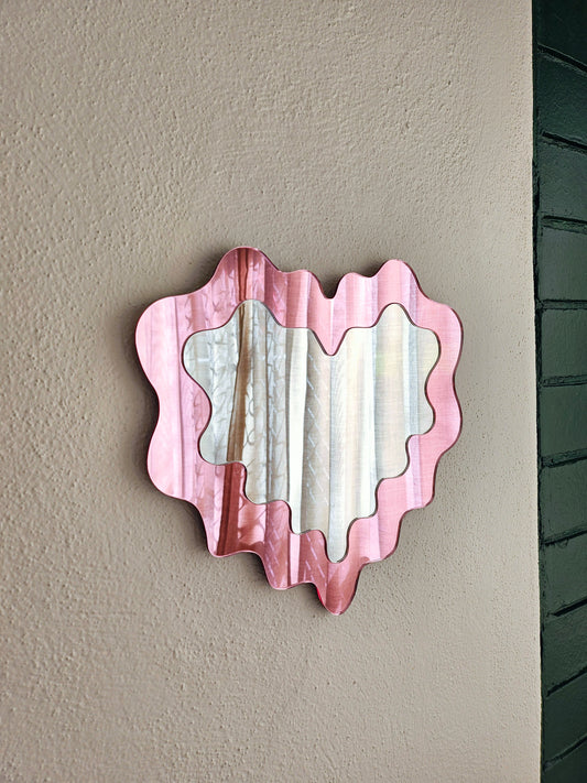 The Pink Wavy Heart Mirror