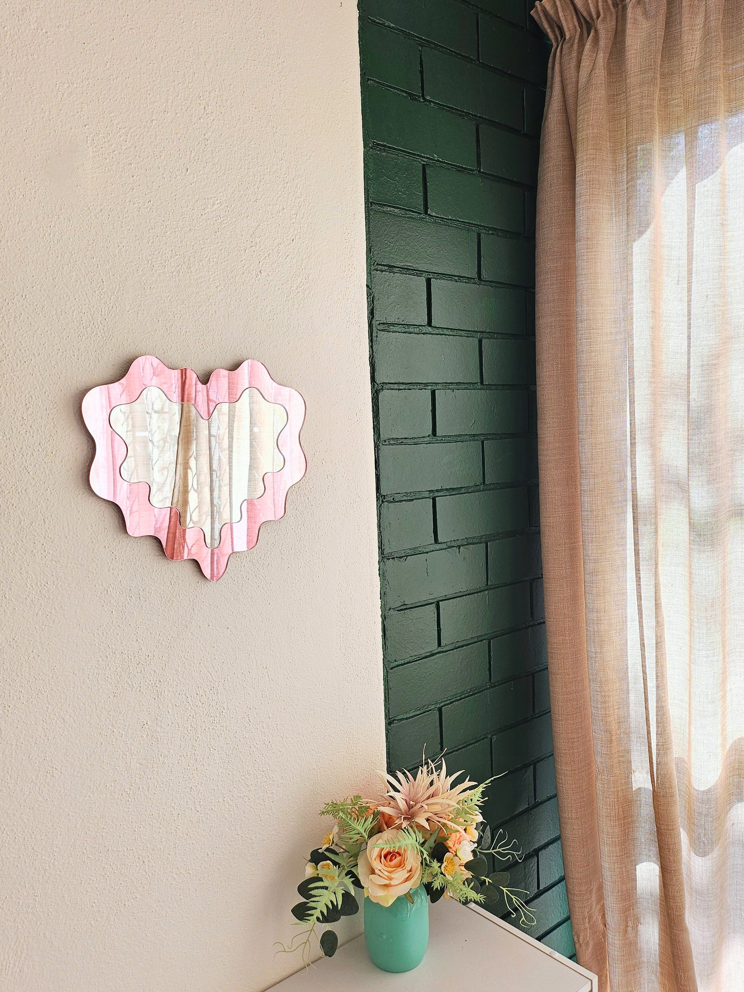 The Pink Wavy Heart Mirror