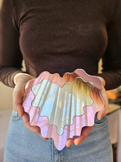 The Pink Wavy Heart Mirror