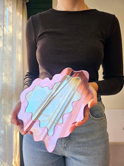 The Pink Wavy Heart Mirror