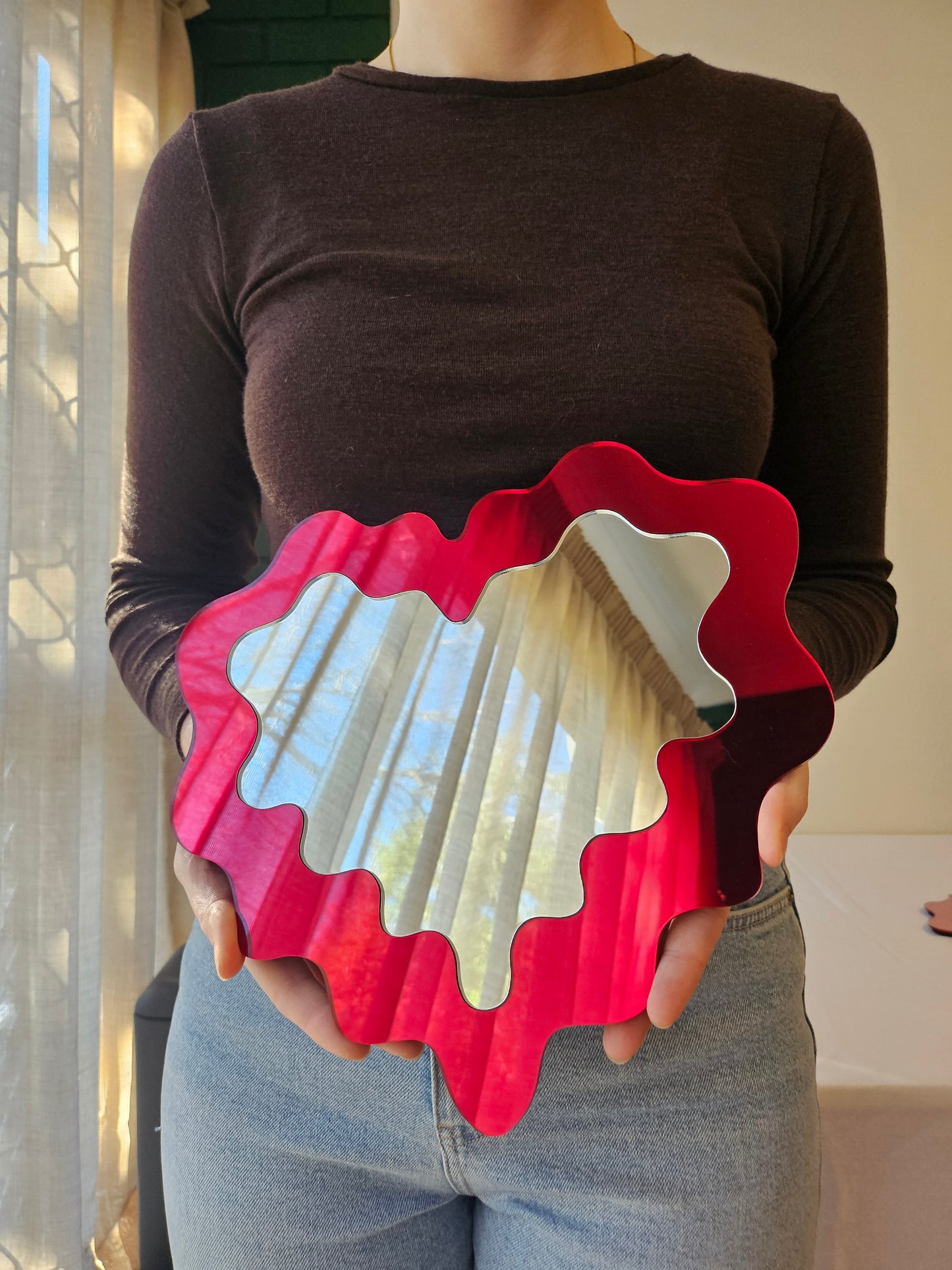 The Red Wavy Heart Mirror