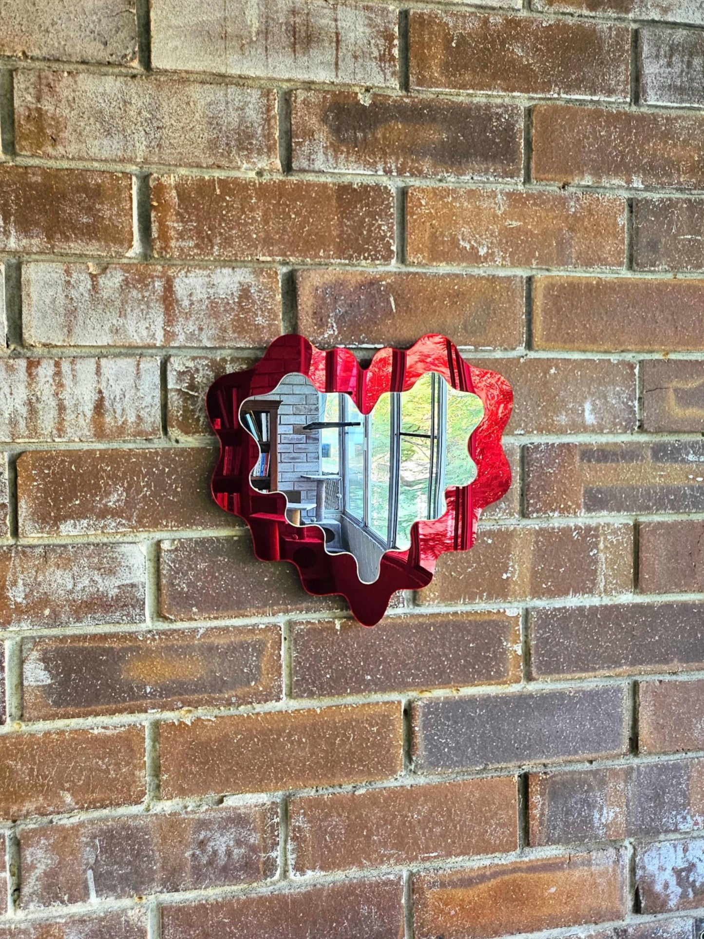 The Red Wavy Heart Mirror