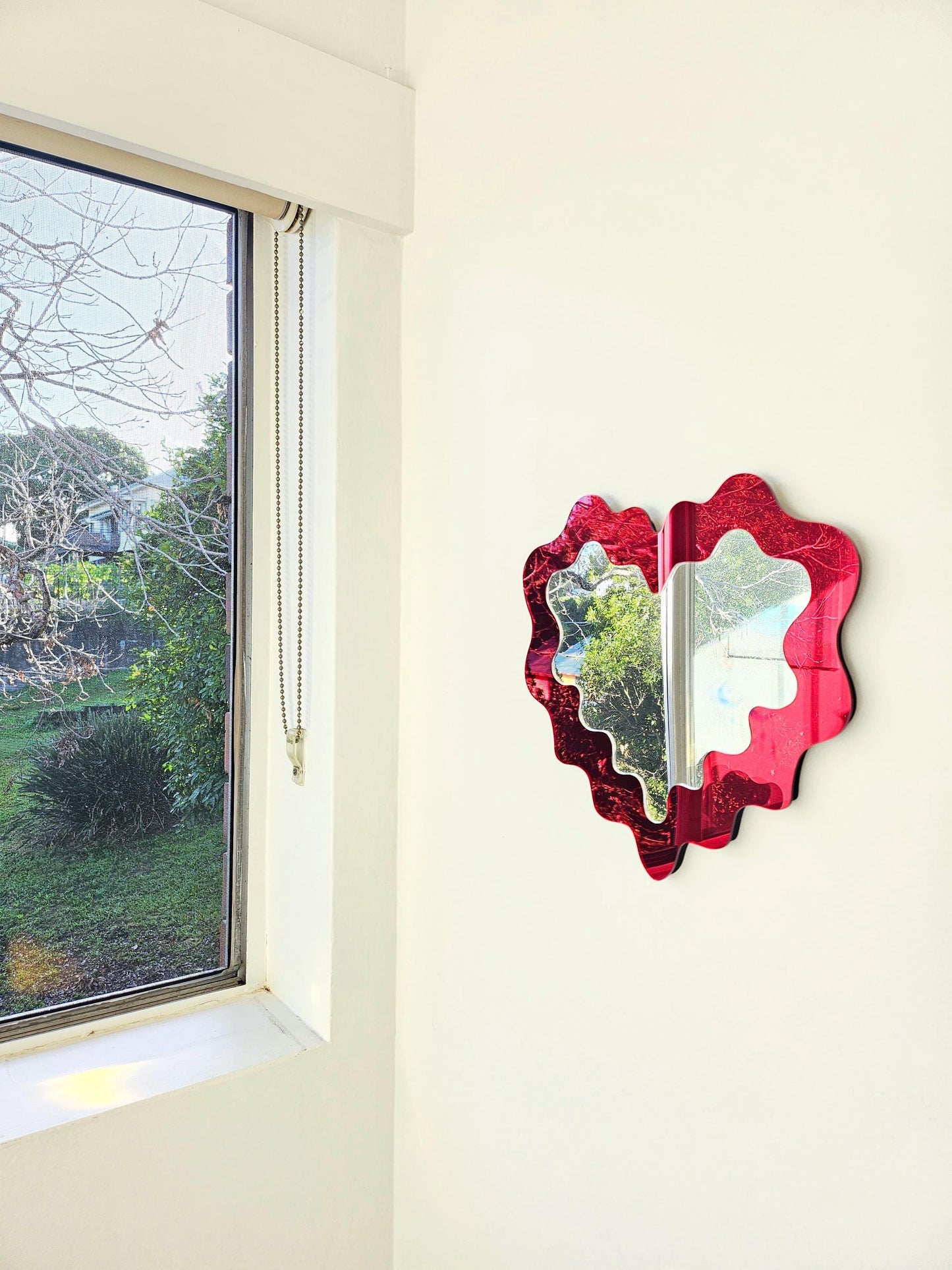 The Red Wavy Heart Mirror