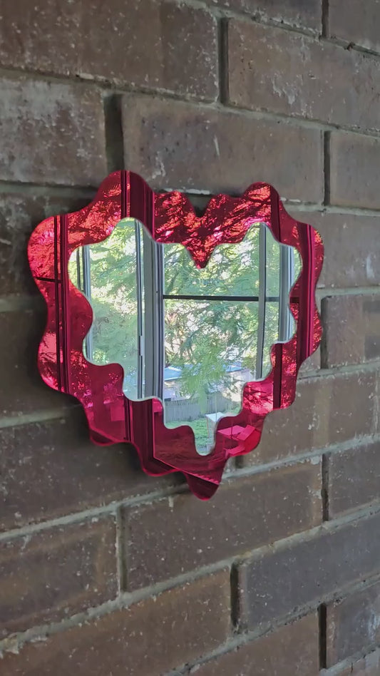 The Red Wavy Heart Mirror